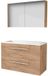 Basic Line Comfort 46 Badkamermeubelset - 100 x 46 cm - Met Grepen - 2 Lades - Acryl Wastafel - 1 Kraangat - Spiegelkast - Whisky Oak