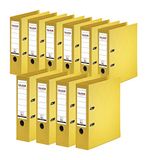 Origineel Falken 10 stuks Chromocolor Premium Ordners. Made in Germany. Kunststof kaft buiten en binnen 8 cm breed DIN A4 geel ringband map briefomslag kantooromslag kunststof map