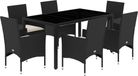 vidaXL Ensemble de jardin 7 pièces avec coussins, poly rotin et acacia, noir