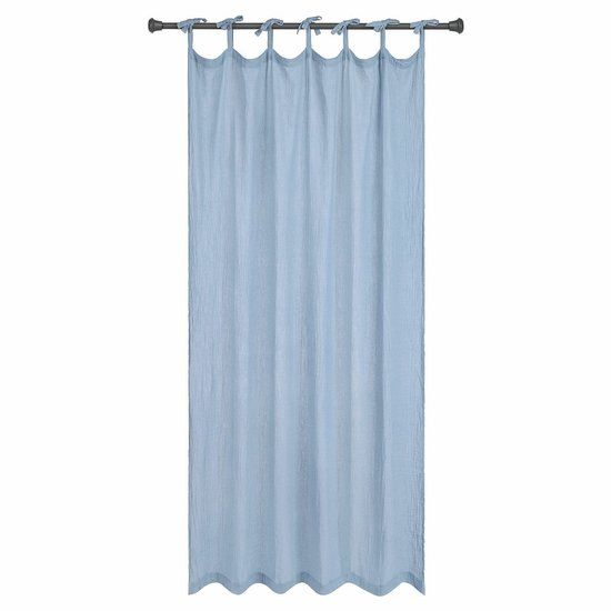 Loberon Gordijn Valserino blauw 140x250 cm Katoen Lichtdoorlatend