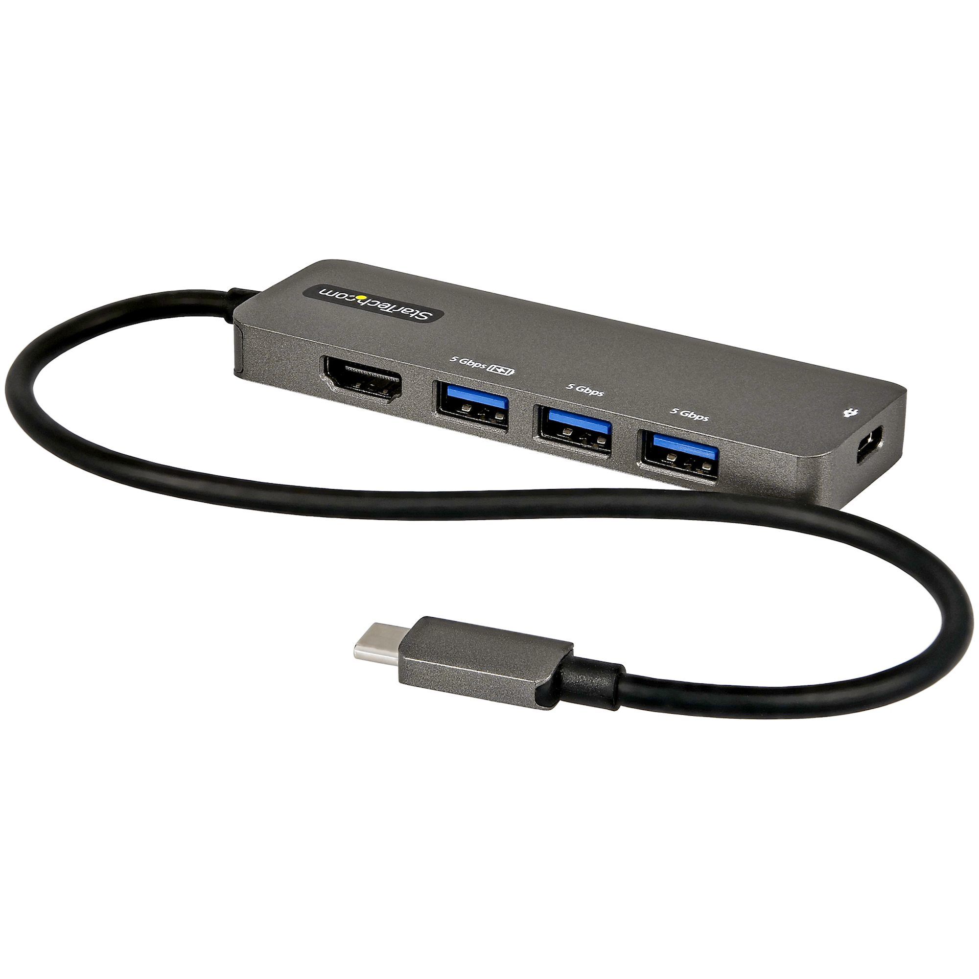 StarTech.com USB-C Multiport Adapter - 4K HDMI, 100W PD, USB 3.0 Hub - DKT30CHPD3