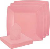 Santex Feest/Verjaardag Servies Set - 10x Bordjes/25x Servetten - Roze - Karton