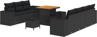 vidaXL Tuinbank Set Zwart Poly Rattan