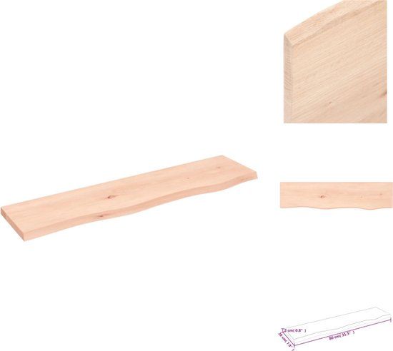vidaXL Wandschap 80x20x2 cm onbehandeld massief eikenhout