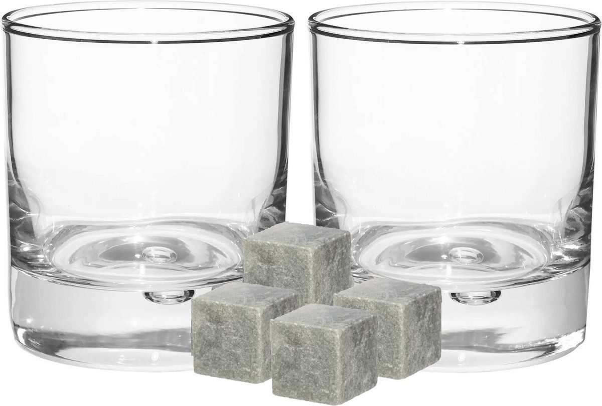 Secret de Gourmet whiskyglazen - set 6x stuks 300 ml - en 9x whisky ijsblokstenen - Cadeau set