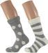 Apollo Bedsokken / Huissokken - Dames - 2-pack - Grijs/Wit - One Size