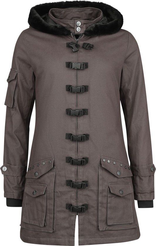 Gothicana by EMP Gothicana Donkergrijs overgangsjack, licht gevoerd met loopsplit achter - Dames - M