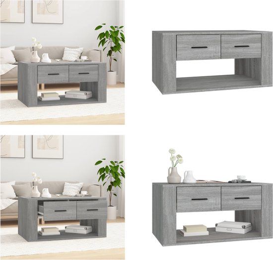 vidaXL Salontafel 80x50x40 cm bewerkt hout grijs sonoma eiken
