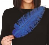 Merkloos Grote Struisvogelveer Blauw 40 cm