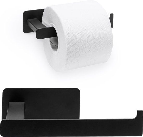XIVADA WC rolhouder Zonder Boren - Zelfklevend - RVS Toiletrolhouder Zwart - Plakstrip