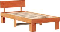 vidaXL Bedframe met hoofdeinde, wasbruin, 75 x 190 cm, massief grenenhout