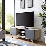 Modway Tread Mid-Century Modern 59 Inch TV-standaard, 59 inch, natuurlijk grijs