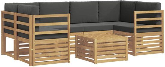vidaXL Buiten bankenset 7-delig Wit en antracietkleurig Polyester