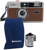 AgfaPhoto analoge 35 mm kleine beeldfilm foto camera bruin + zwart/wit foto's film + batterij