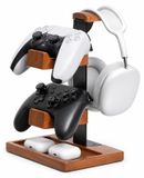 Icecat Support mural 2 en 1 pour manette de jeu et étagère pour casque, en bois massif