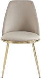 Vente-unique Set van 2 fluwelen en gouden metalen stoelen - Beige - NEBINA