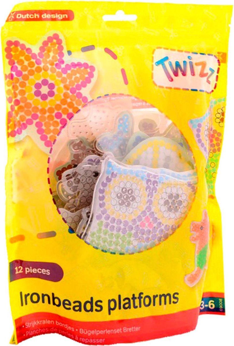 Twizz Twizz® Strijkkralen bordjes 12 stuks in zak - Multicolor