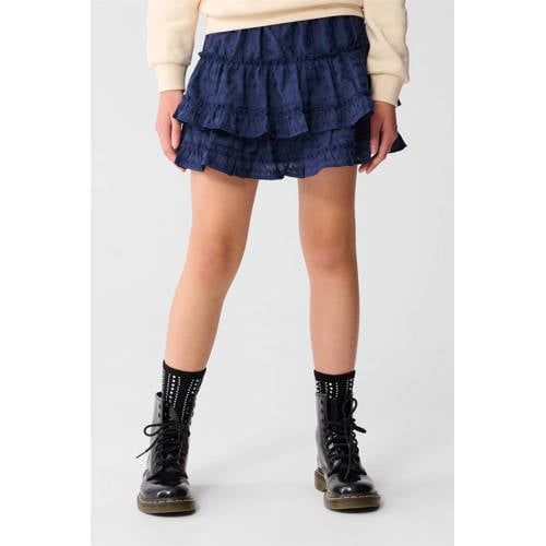 Shoeby strokenrok broderie donkerblauw