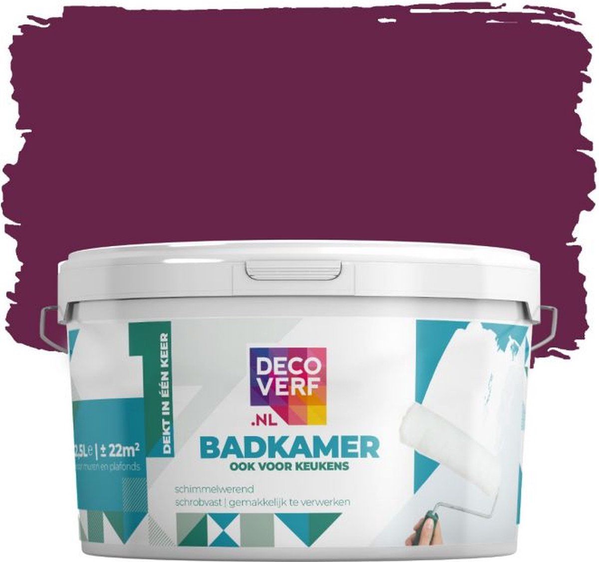 Decoverf.nl Decoverf badkamerverf 2.5L aubergine - 8719743417137