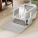 BAKAJI XXL Open Kattenbak met Stalen Bodem, Zandafstotend, Schep en Container, Vuilmat, Antislip Onderkant, Inhoud 35 L, Kleur: Grijs, 60 x 40 x 30 cm