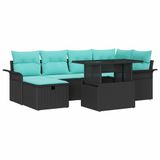 vidaXL Tuinbank Set 4 zitplaatsen Zwart Polyrattan