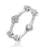 ZINZI zilveren ring (5mm breed) met lichtblauwe klavers ZIR2663
