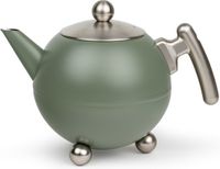Bredemeijer Theepot dubbelwandig Duet® Bella Ronde – 1,2 liter - RVS - Legergroen