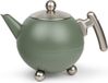Bredemeijer Theepot dubbelwandig Duet® Bella Ronde – 1,2 liter - RVS - Legergroen