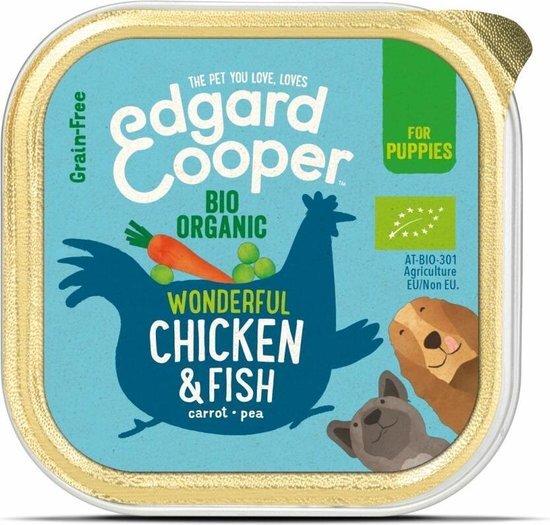 Edgard & Cooper Biologische Kip & Vis Kuipje - Voor Puppy's - Hondenvoer - 17 x 100g