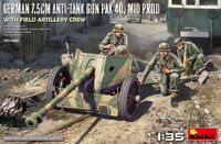MiniArt 35400 Duitse 7.5cm Anti-Tank Gun PAK 40 - mid. prod. w/field artillery crew Plastic - 1:35 - Modelbouw