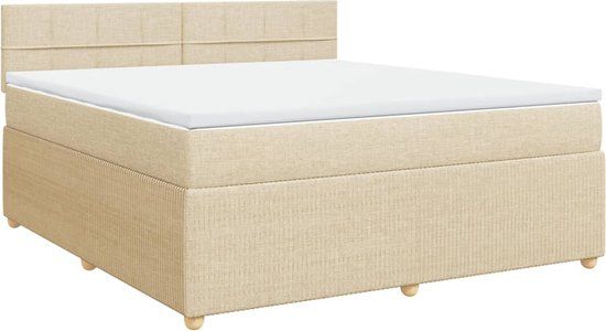 vidaXL Boxspring met matras stof crèmekleurig 180x200 cm