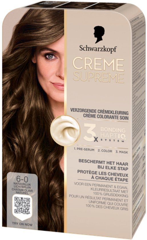Schwarzkopf Creme Supreme 6-0 Natuurlijk Lichtbruin Permanente Haarverf