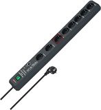 Brennenstuhl Secure-Tec Stekkerdoos 8-voudig met overspanningsbeveiliging en Main-Follow functie (stekkerdoos met 3m kabel en schakelaar) antraciet