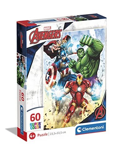 Clementoni Supercolor Marvel Avengers-26193 60 stuks kinderen 4 jaar, cartoons, superhelden-puzzel, gemaakt in Italië, meerkleurig,