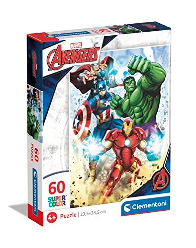 Clementoni Supercolor Marvel Avengers-26193 60 stuks kinderen 4 jaar, cartoons, superhelden-puzzel, gemaakt in Italië, meerkleurig