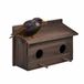 Relaxdays nestkast spreeuwen, groot, dennenhout, 2 invliegopeningen 5 cm, met zitstokken, vogelhuis voor boom, bruin