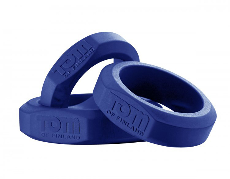 Tom of Finland 3 Piece Silicone Cock Ring Set Blue