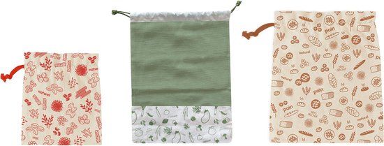 Pebbly Vershoudzak Organic 25x30/30x40/40x34 cm Set van 3 Stuks
