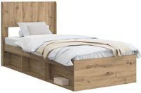 vidaXL Bedframe met opbergruimte en hoofdbord Artisanaal eiken