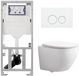 Geberit QeramiQ Dely Swirl Compact Toiletset - inbouwreservoir Geberit UP320 - met Burda frame - slim zitting - metalen bedieningsplaat mat wit - ronde knoppen - glans wit