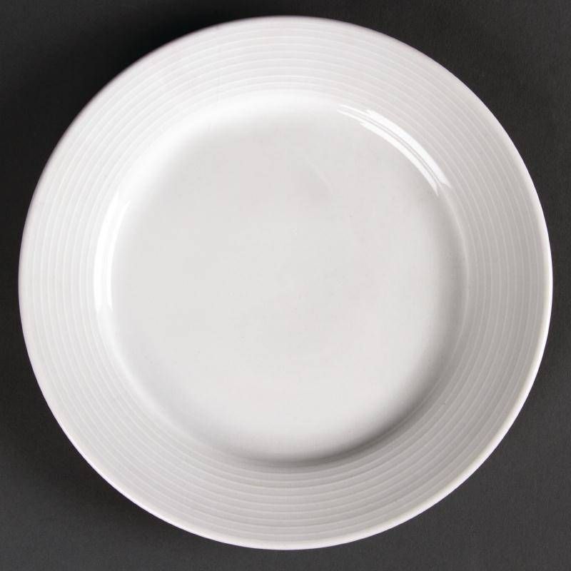 Olympia Wit plat bord porselein met brede rand 20 cm - 12 stuks