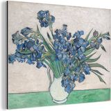 MuchoWow Wanddecoratie Metaal - Aluminium Schilderij Industrieel - Vaas met Irissen - Vincent van Gogh - 120x90 cm - Dibond