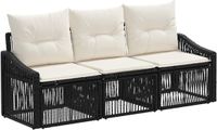 vidaXL Tuinbank Set 3-zits Zwart Polyrattan