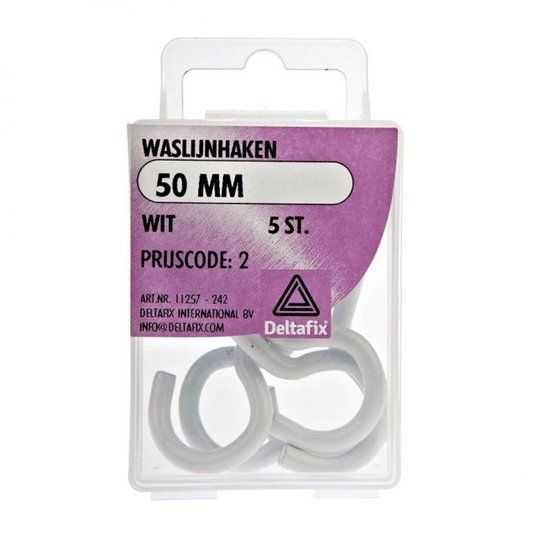 Deltafix Waslijnhaak wit 80 mm 1 st.