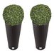WellHome Dubbele set bloempot ratten 27 liter met opbergruimte 30 x 30 x 57,2 cm in donkerbruin + buxusbal Ø 36 cm