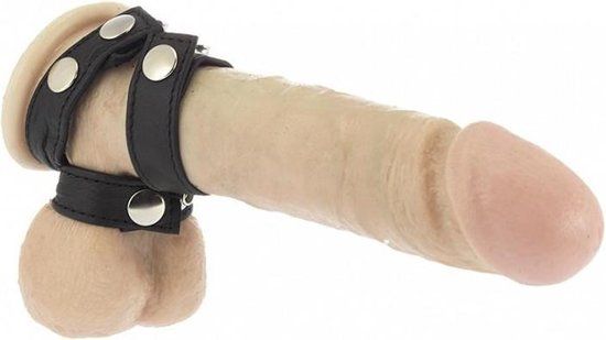Rimba - Stevige Leren penis- En Balzak Riemen - Zwart