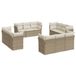vidaXL Loungeset met Kussens, Poly Rattan, Beige