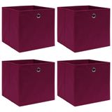 VidaXL Opbergboxen 4 stuks 32x32x32 cm Niet-geweven stof Donkeroranje