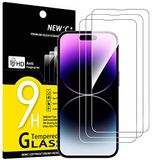 NEW'C Screen Protector voor iPhone 14 Pro Max, Gehard Glas | 3 Stuks, Transparant, 9H Hardheid, Krasbestendig, Zonder Bellen, HD Helder, Oleofobisch, Aanraakgevoelig