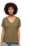 Superdry Ruimvallend geborduurd T-shirt met V-hals Dames Tornado Green